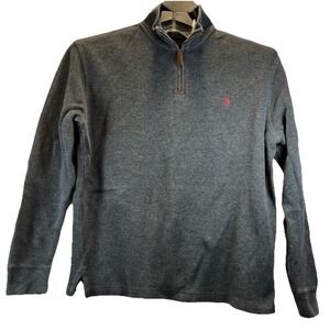 Polo Ralph Lauren Men's Small 1/4 Zip Pullover Mock Neck Gray Cotton‎